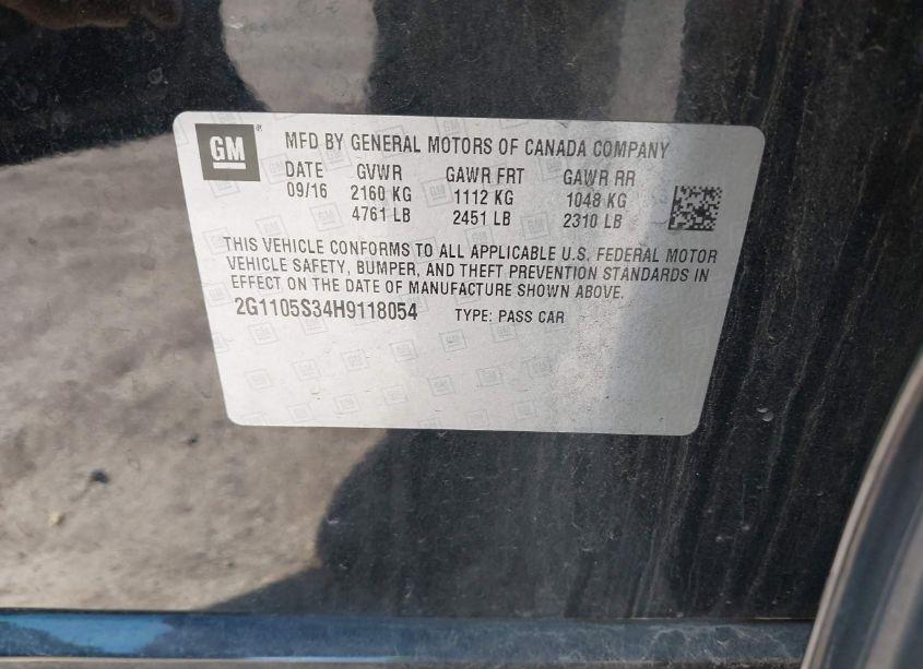 Photo 9 of 2017 Chevrolet Impala 1LT (VIN 2G1105S34H9118054)