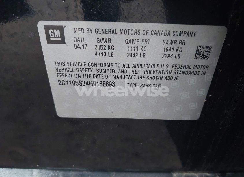 Photo 9 of 2017 Chevrolet Impala 1LT (VIN 2G1105S34H9186693)