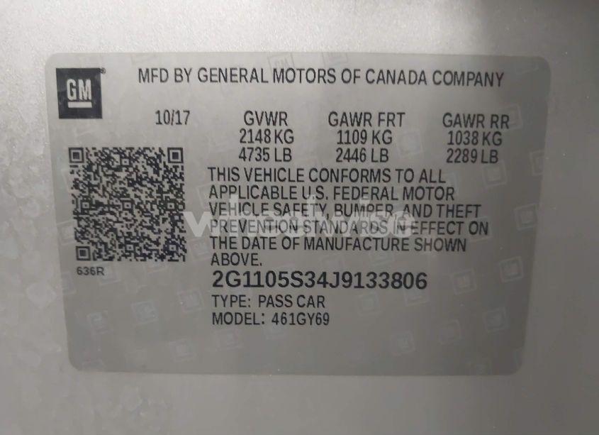 Photo 9 of 2018 Chevrolet Impala 1LT (VIN 2G1105S34J9133806)