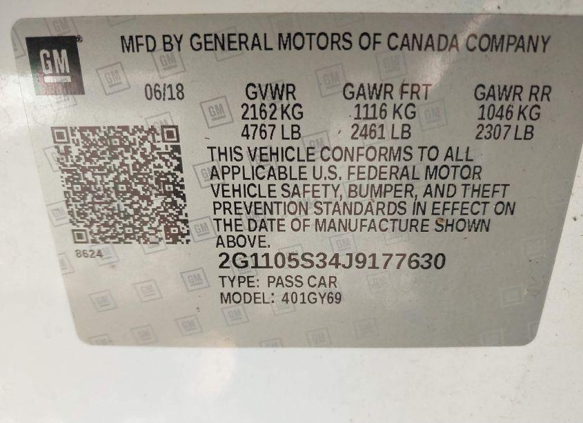 Photo 9 of 2018 Chevrolet Impala 1LT (VIN 2G1105S34J9177630)