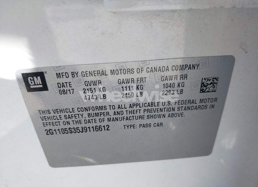 Photo 9 of 2018 Chevrolet Impala 1LT (VIN 2G1105S35J9116612)