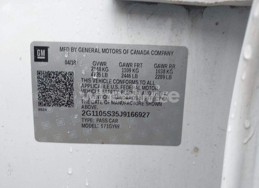 Photo 9 of 2018 Chevrolet Impala 1LT (VIN 2G1105S35J9166927)