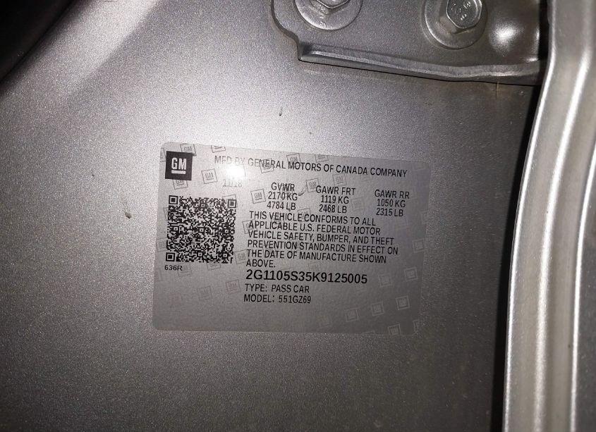 Photo 9 of 2019 Chevrolet Impala PREMIER (VIN 2G1105S35K9125005)