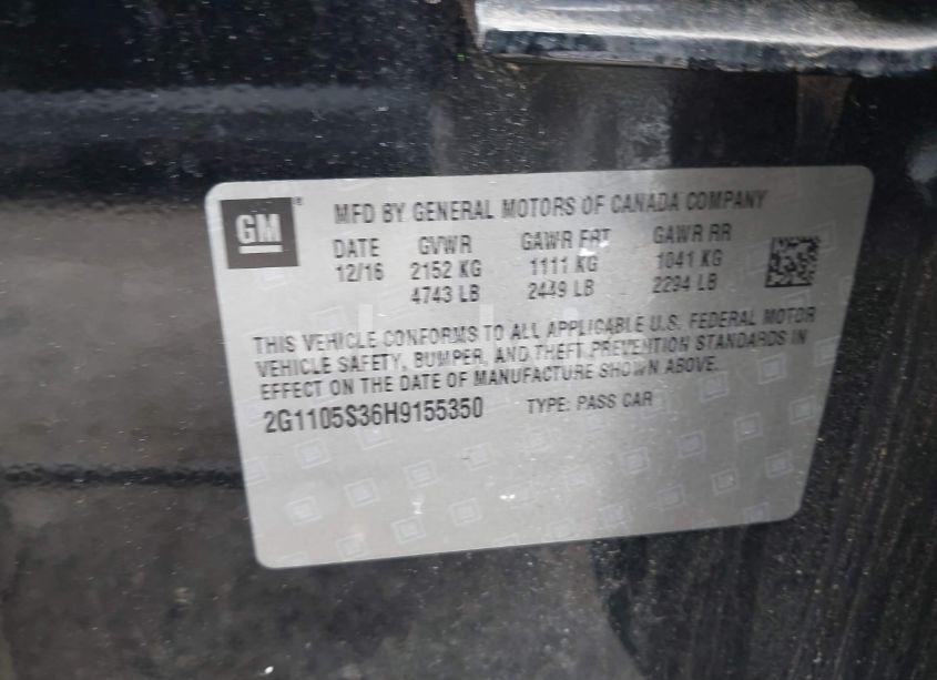 Photo 9 of 2017 Chevrolet Impala 1LT (VIN 2G1105S36H9155350)