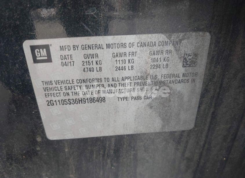 Photo 9 of 2017 Chevrolet Impala 1LT (VIN 2G1105S36H9186498)