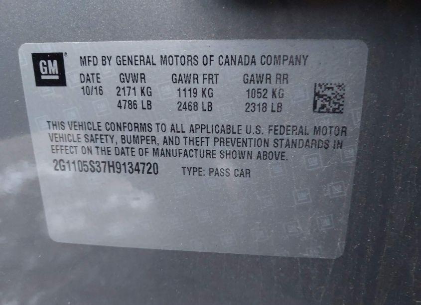 Photo 9 of 2017 Chevrolet Impala 1LT (VIN 2G1105S37H9134720)