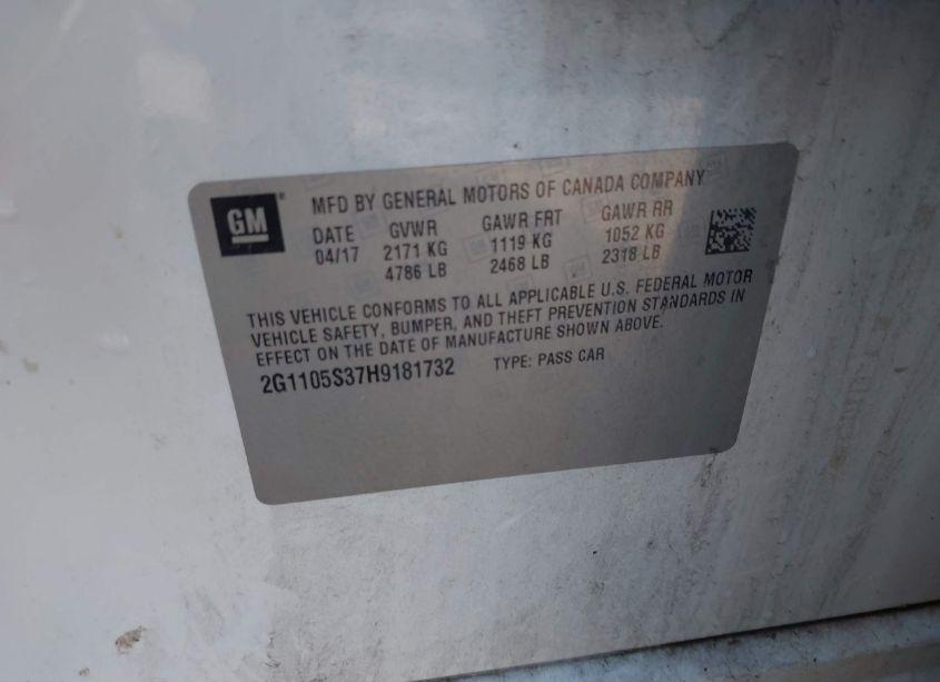 Photo 9 of 2017 Chevrolet Impala 1LT (VIN 2G1105S37H9181732)