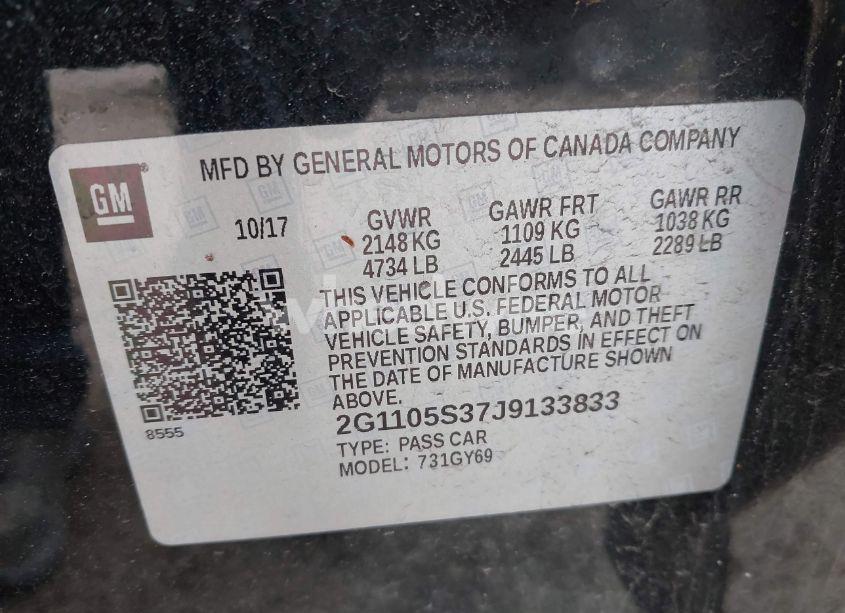 Photo 9 of 2018 Chevrolet Impala 1LT (VIN 2G1105S37J9133833)