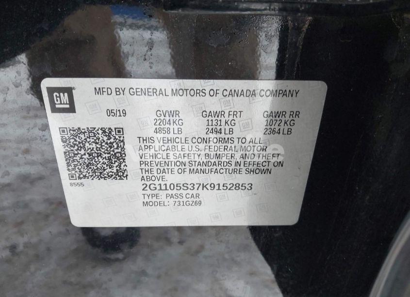 Photo 9 of 2019 Chevrolet Impala PREMIER (VIN 2G1105S37K9152853)