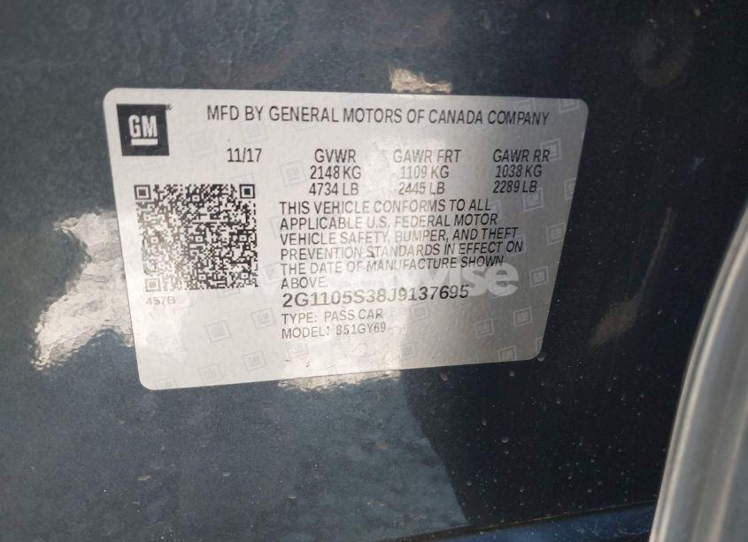 Photo 9 of 2018 Chevrolet Impala 1LT (VIN 2G1105S38J9137695)