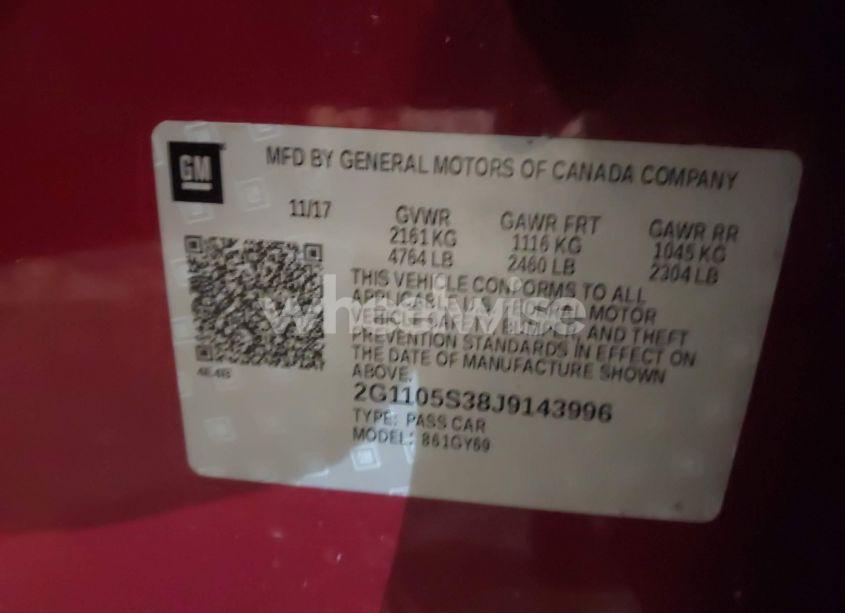 Photo 9 of 2018 Chevrolet Impala 1LT (VIN 2G1105S38J9143996)