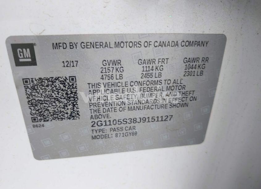 Photo 9 of 2018 Chevrolet Impala 1LT (VIN 2G1105S38J9151127)