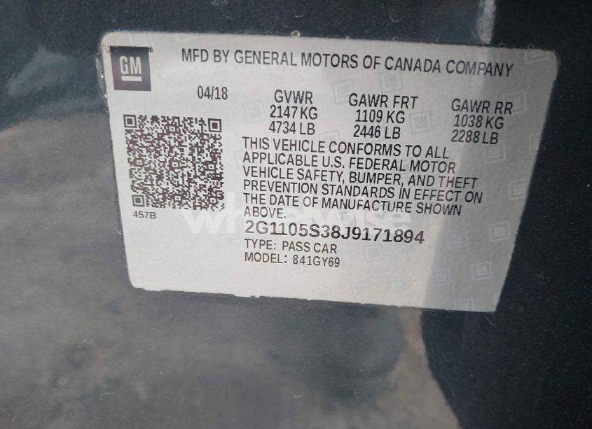 Photo 9 of 2018 Chevrolet Impala 1LT (VIN 2G1105S38J9171894)