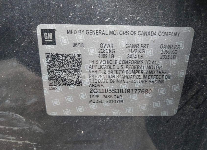 Photo 9 of 2018 Chevrolet Impala 1LT (VIN 2G1105S38J9177680)