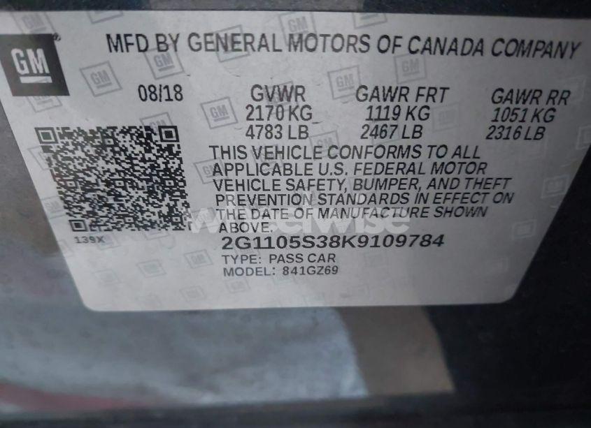 Photo 9 of 2019 Chevrolet Impala PREMIER (VIN 2G1105S38K9109784)