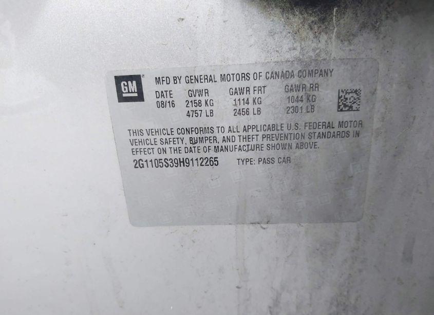 Photo 9 of 2017 Chevrolet Impala 1LT (VIN 2G1105S39H9112265)