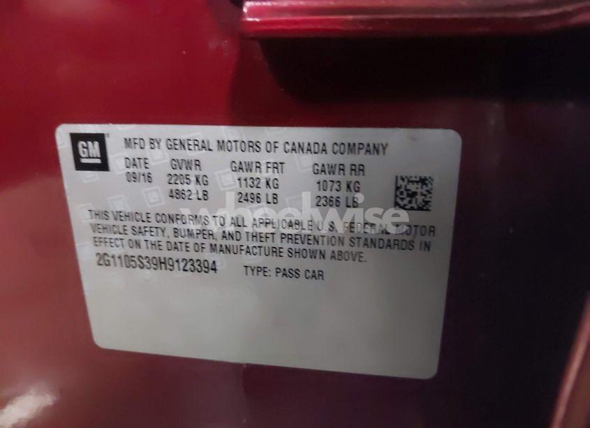 Photo 9 of 2017 Chevrolet Impala 1LT (VIN 2G1105S39H9123394)