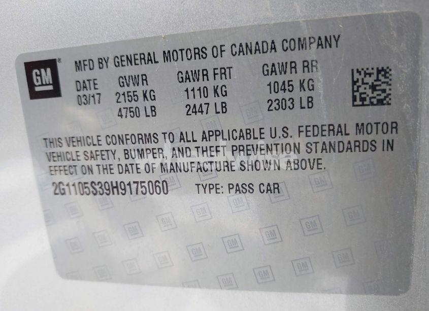 Photo 9 of 2017 Chevrolet Impala 1LT (VIN 2G1105S39H9175060)