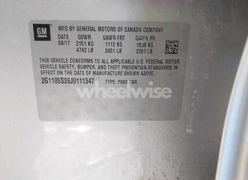 Photo 9 of 2018 Chevrolet Impala 1LT (VIN 2G1105S39J9111347)