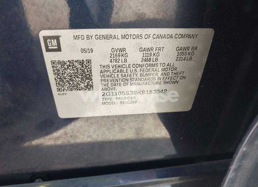 Photo 9 of 2019 Chevrolet Impala PREMIER (VIN 2G1105S39K9153048)