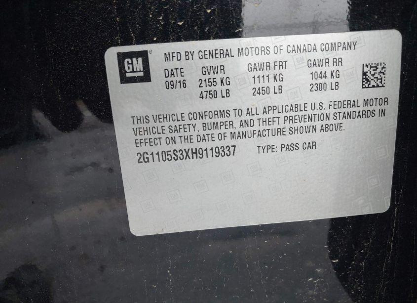 Photo 9 of 2017 Chevrolet Impala 1LT (VIN 2G1105S3XH9119337)