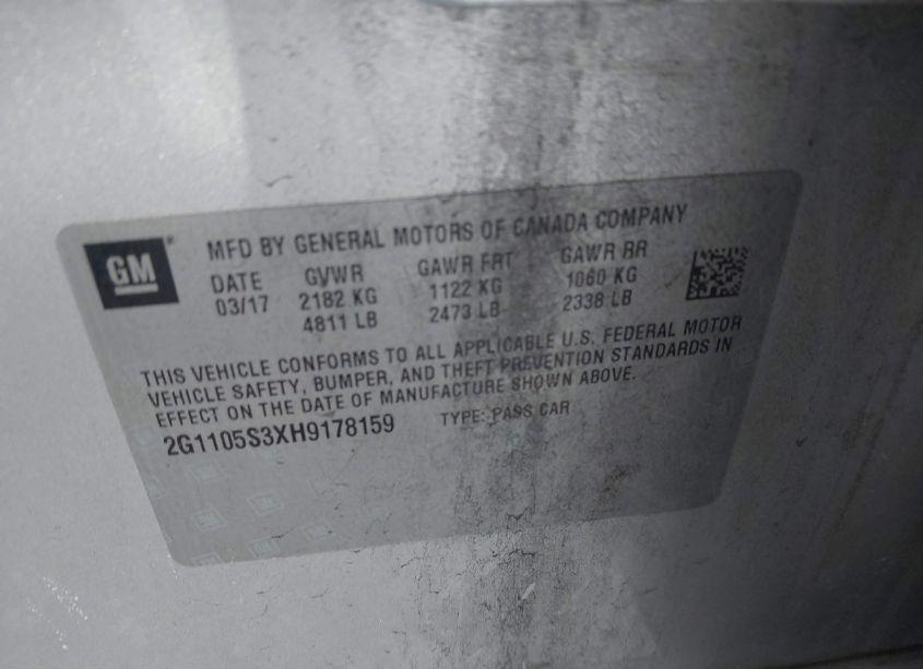 Photo 9 of 2017 Chevrolet Impala 1LT (VIN 2G1105S3XH9178159)