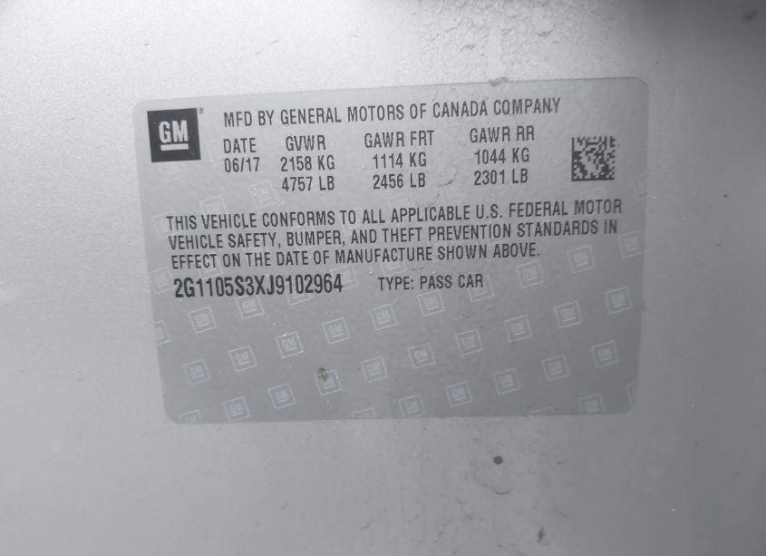 Photo 9 of 2018 Chevrolet Impala 1LT (VIN 2G1105S3XJ9102964)