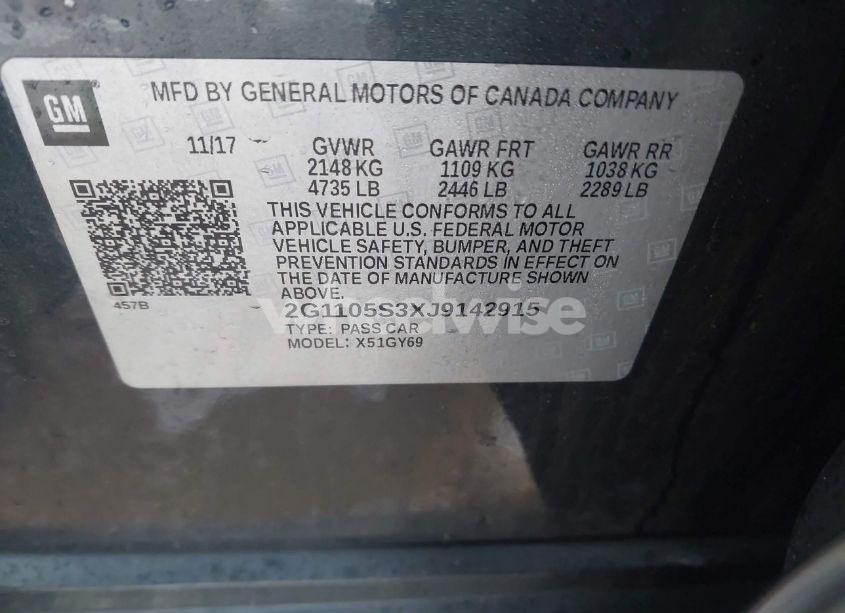 Photo 9 of 2018 Chevrolet Impala 1LT (VIN 2G1105S3XJ9142915)