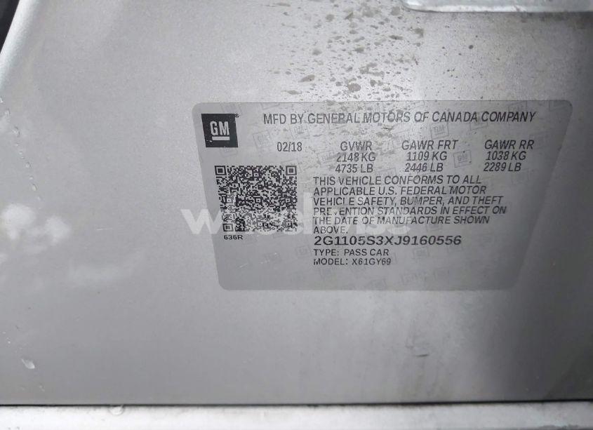 Photo 9 of 2018 Chevrolet Impala 1LT (VIN 2G1105S3XJ9160556)