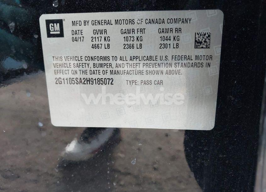 Photo 9 of 2017 Chevrolet Impala 1LT (VIN 2G1105SA2H9185072)