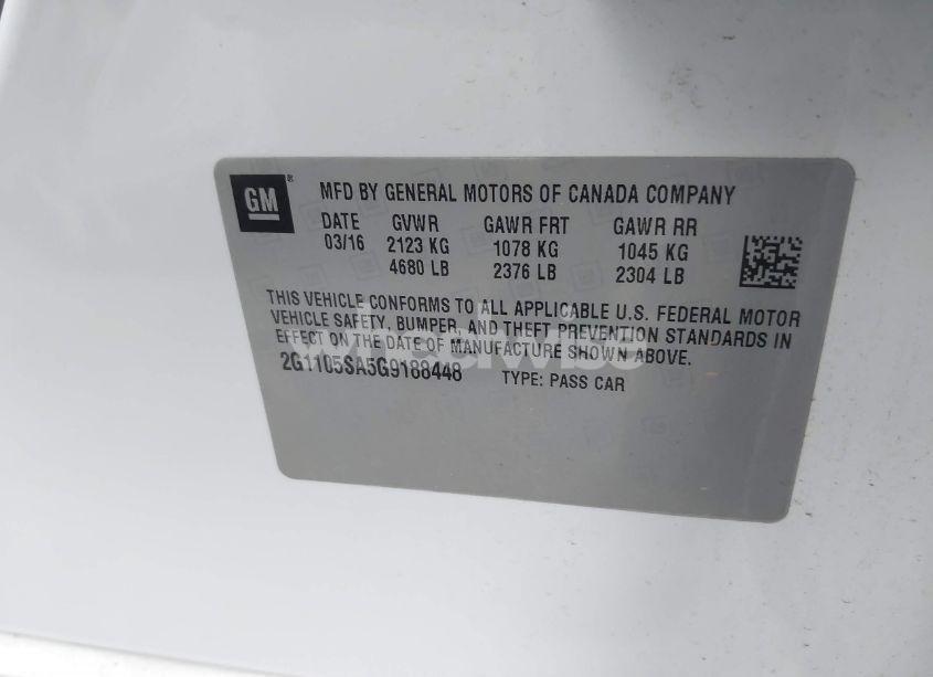 Photo 9 of 2016 Chevrolet Impala 1LT (VIN 2G1105SA5G9188448)