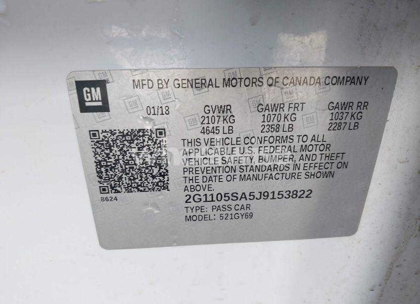 Photo 9 of 2018 Chevrolet Impala 1LT (VIN 2G1105SA5J9153822)