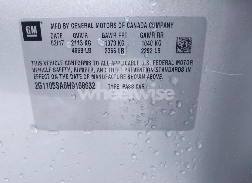 Photo 9 of 2017 Chevrolet Impala 1LT (VIN 2G1105SA6H9168632)