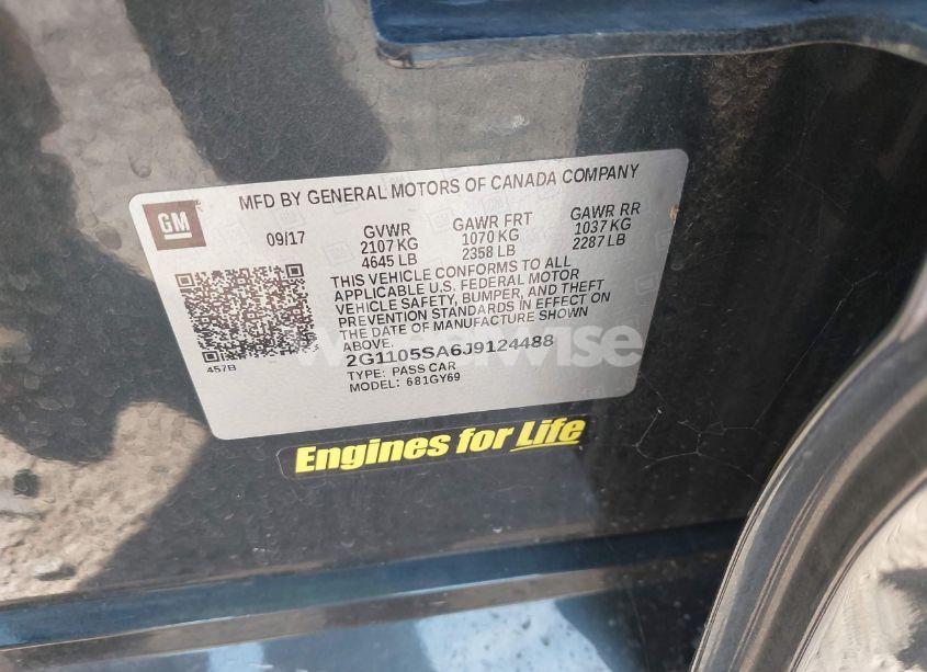 Photo 9 of 2018 Chevrolet Impala 1LT (VIN 2G1105SA6J9124488)