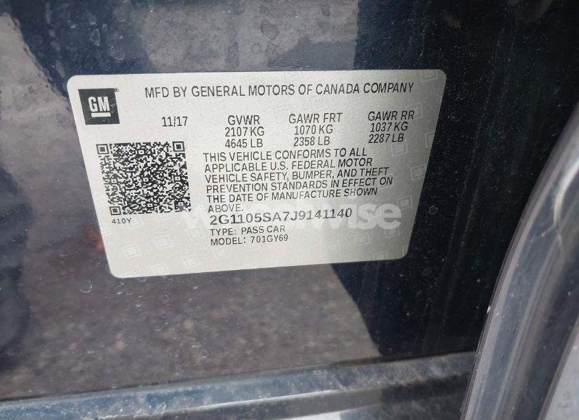 Photo 9 of 2018 Chevrolet Impala 1LT (VIN 2G1105SA7J9141140)