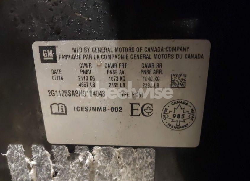 Photo 9 of 2017 Chevrolet Impala 1LT (VIN 2G1105SA8H9104043)