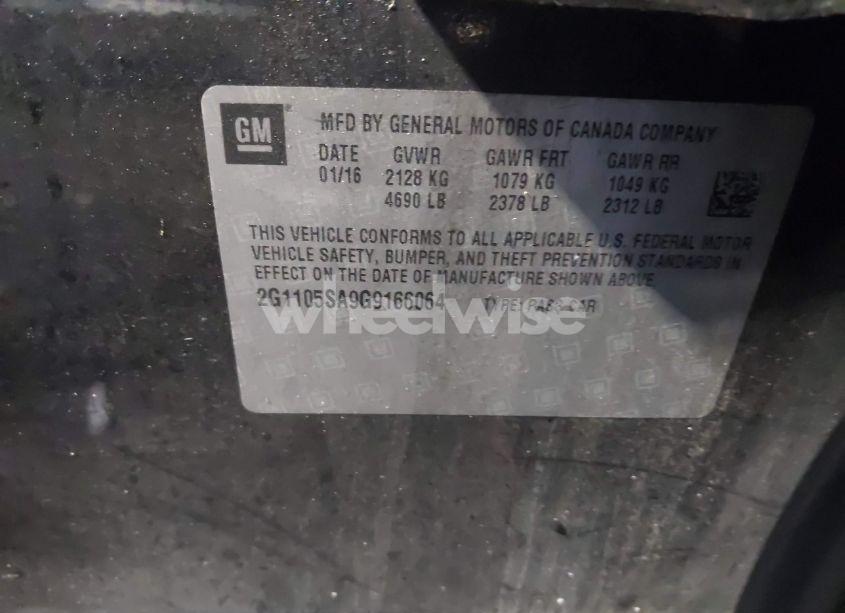 Photo 9 of 2016 Chevrolet Impala 1LT (VIN 2G1105SA9G9166064)