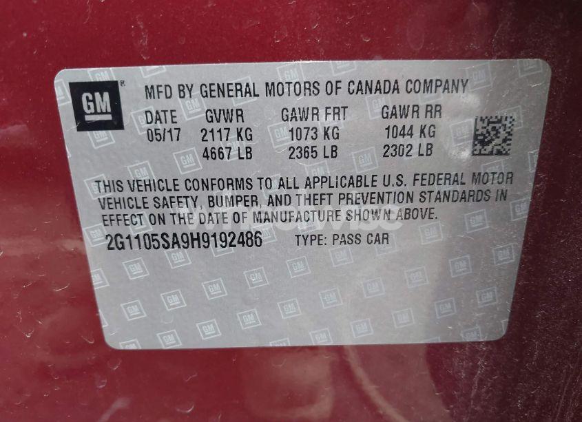 Photo 9 of 2017 Chevrolet Impala 1LT (VIN 2G1105SA9H9192486)