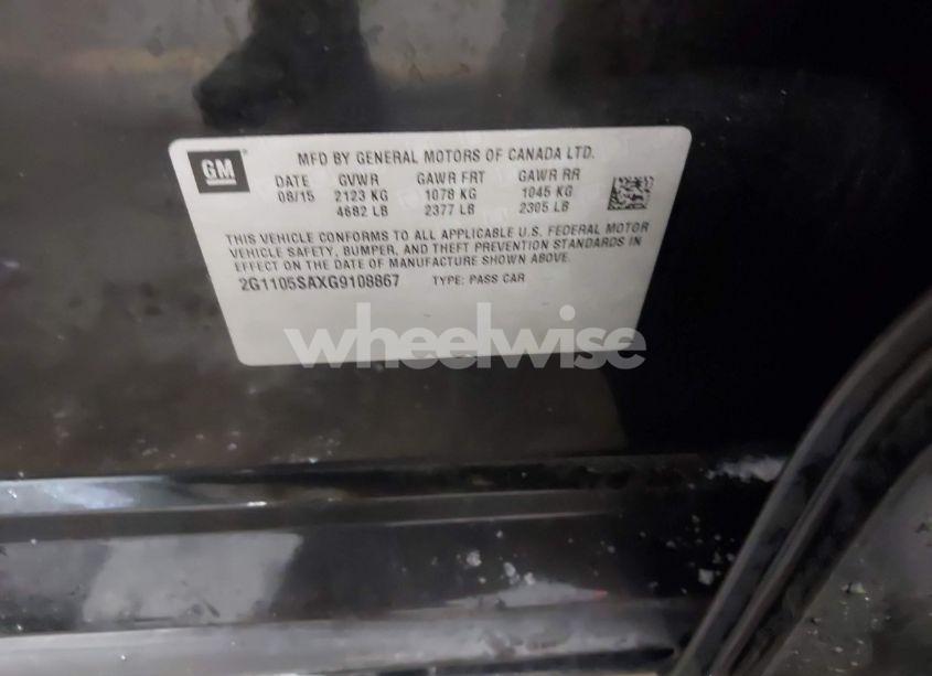 Photo 9 of 2016 Chevrolet Impala 1LT (VIN 2G1105SAXG9108867)