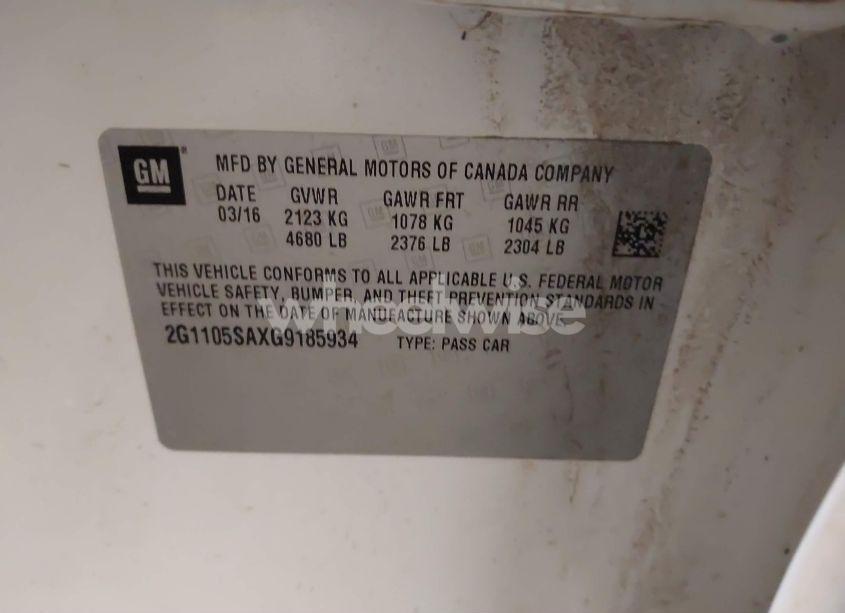 Photo 9 of 2016 Chevrolet Impala 1LT (VIN 2G1105SAXG9185934)