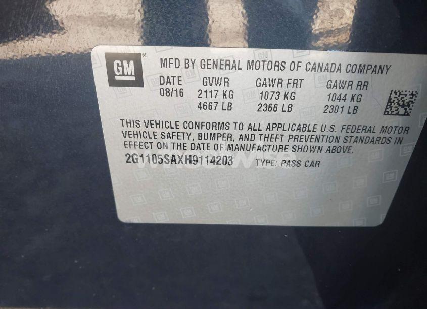 Photo 9 of 2017 Chevrolet Impala 1LT (VIN 2G1105SAXH9114203)