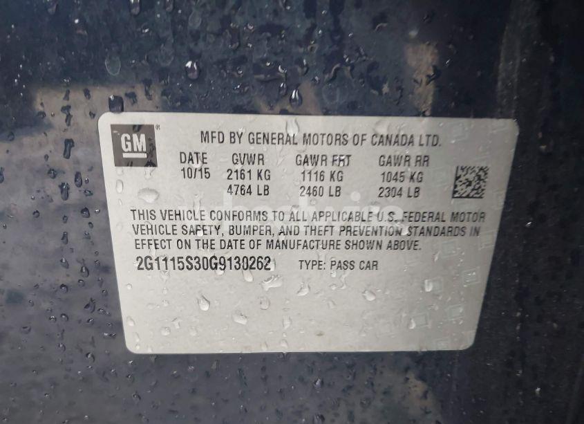 Photo 9 of 2016 Chevrolet Impala 2LT (VIN 2G1115S30G9130262)