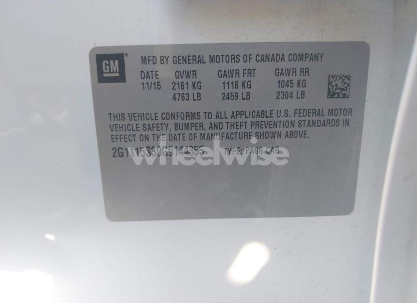 Photo 9 of 2016 Chevrolet Impala 2LT (VIN 2G1115S30G9144355)