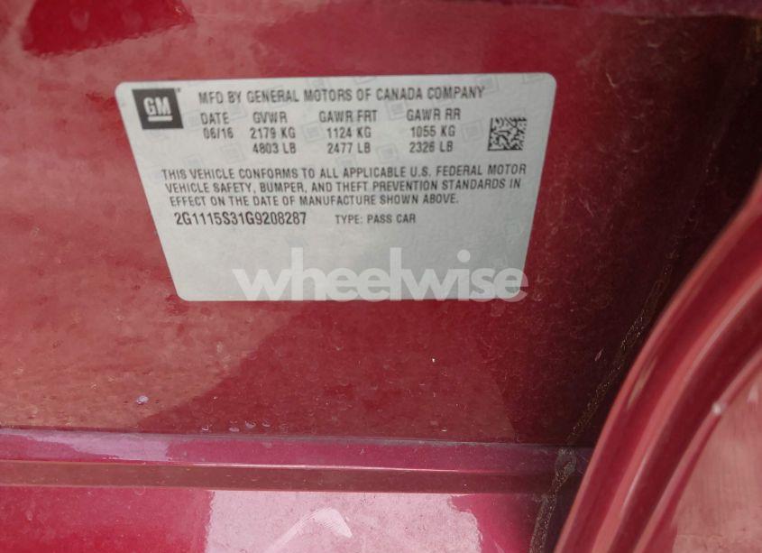 Photo 9 of 2016 Chevrolet Impala 2LT (VIN 2G1115S31G9208287)