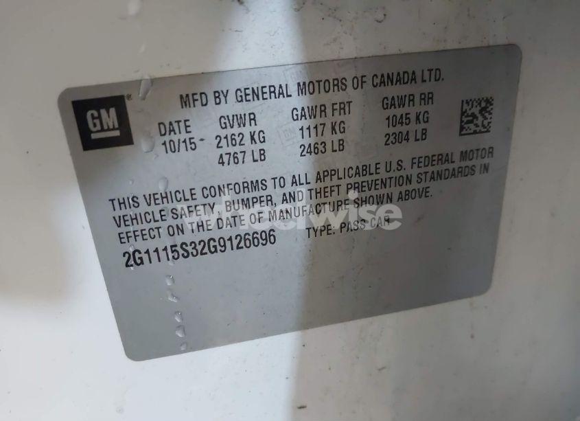 Photo 9 of 2016 Chevrolet Impala 2LT (VIN 2G1115S32G9126696)