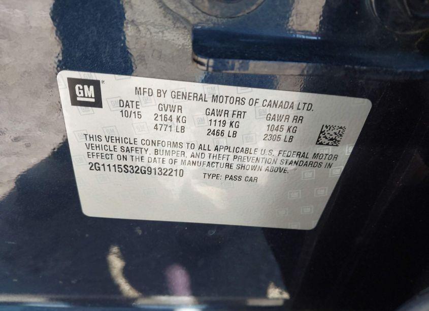 Photo 9 of 2016 Chevrolet Impala 2LT (VIN 2G1115S32G9132210)