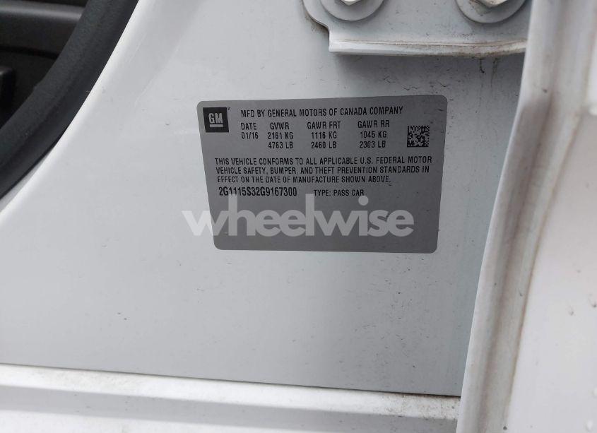 Photo 9 of 2016 Chevrolet Impala 2LT (VIN 2G1115S32G9167300)