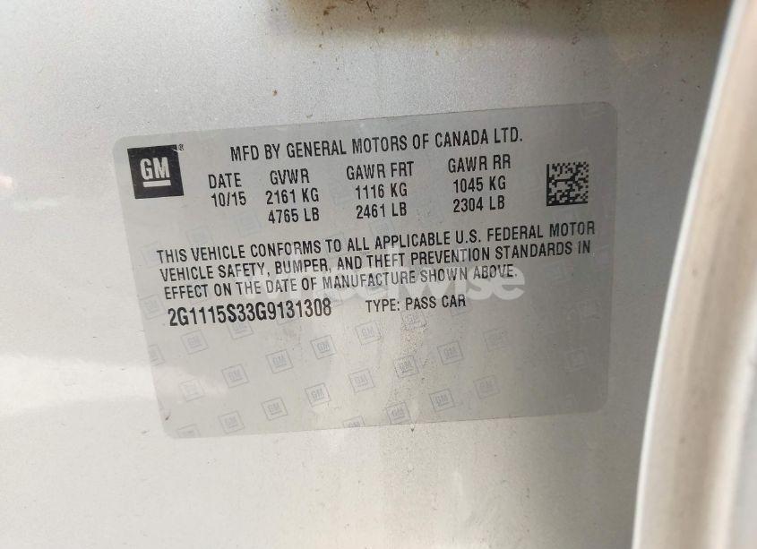 Photo 9 of 2016 Chevrolet Impala 2LT (VIN 2G1115S33G9131308)