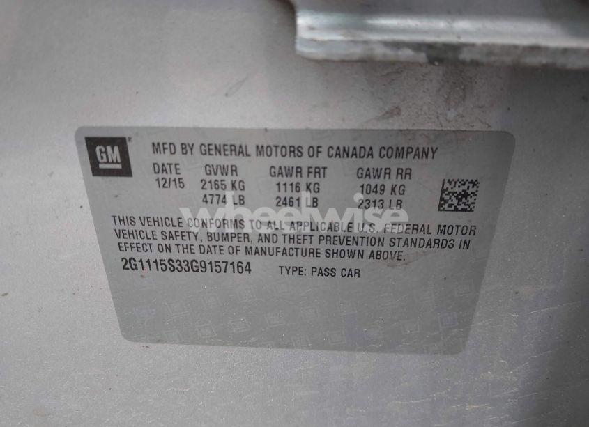 Photo 9 of 2016 Chevrolet Impala 2LT (VIN 2G1115S33G9157164)