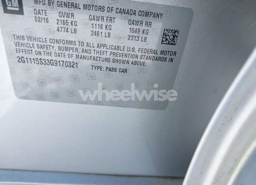 Photo 9 of 2016 Chevrolet Impala 2LT (VIN 2G1115S33G9170321)